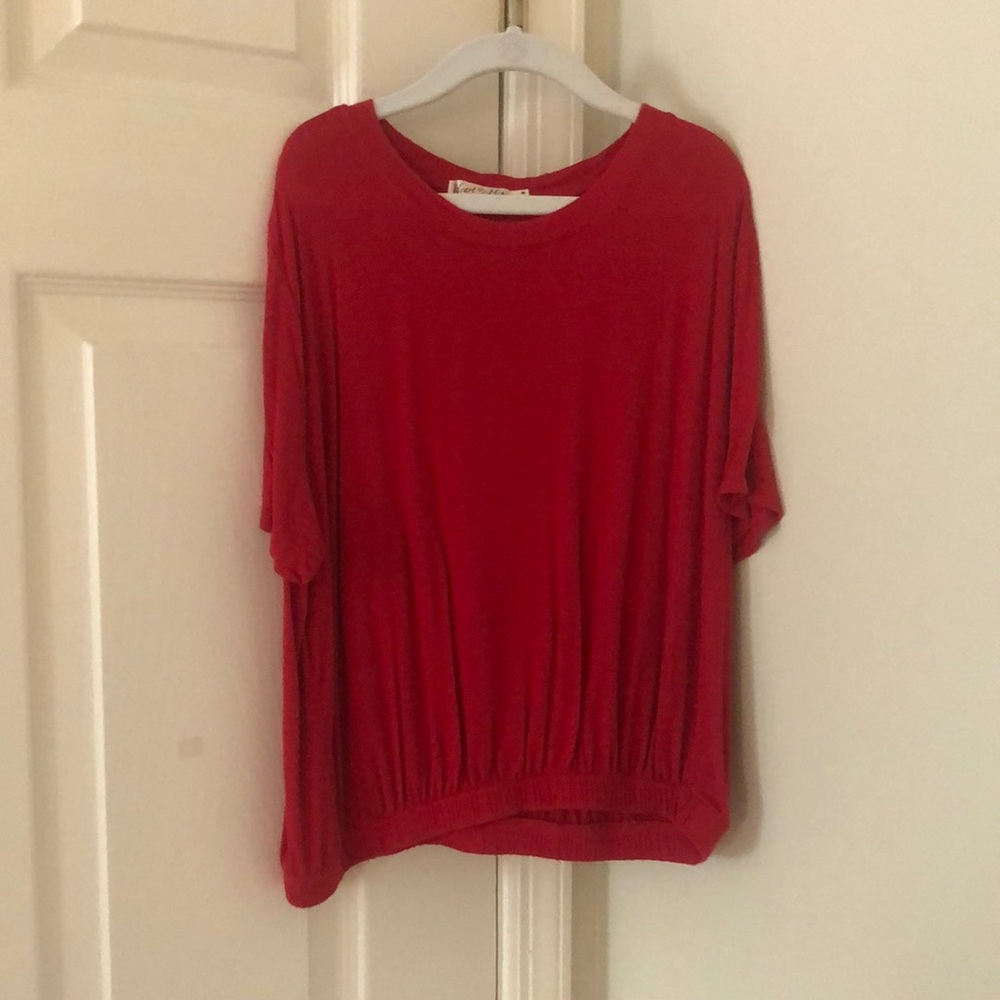 Red Elastic Waist Shirt